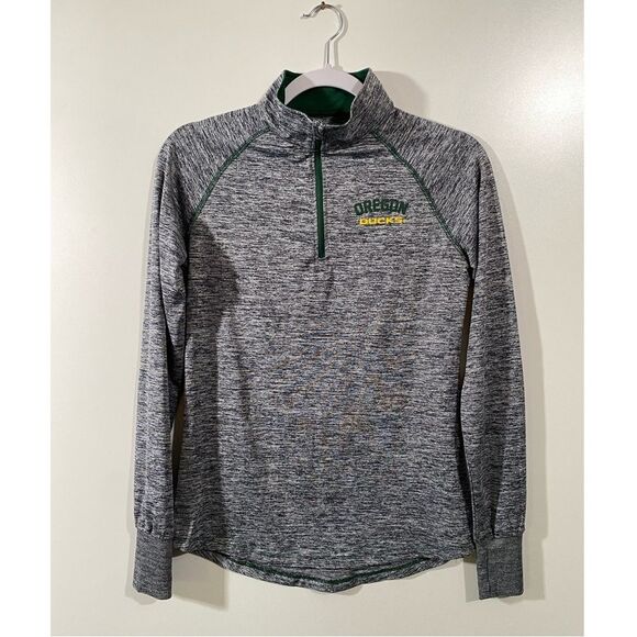 Oregon Ducks Women’s Quarter Zip Pullover in Gray w/ Thumb Holes Size Small - Picture 2 of 9